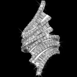 NEW Micro PAVE Channel Set Baguette Cz Silver Cocktail statement Wedding Ring